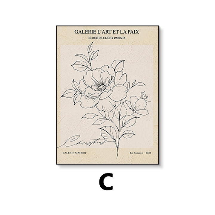 Elegant Floral Line Drawing Art Print