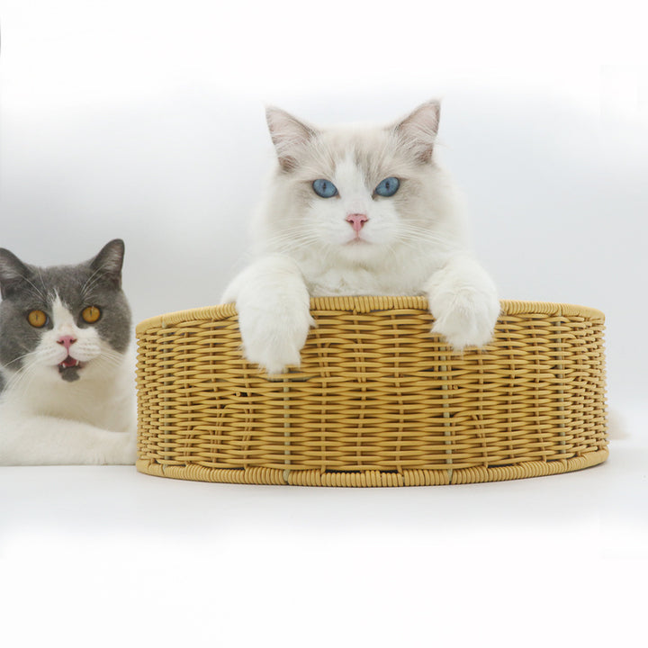 Cozy cat basket made of woven material