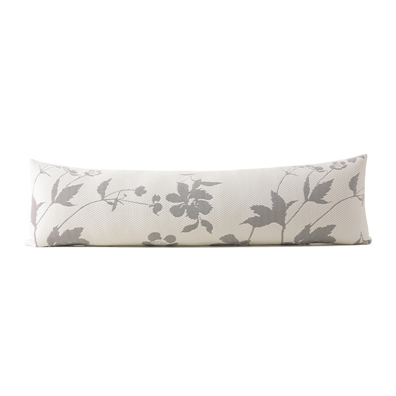 Extra-long comfort lumbar pillow with breathable jacquard cover