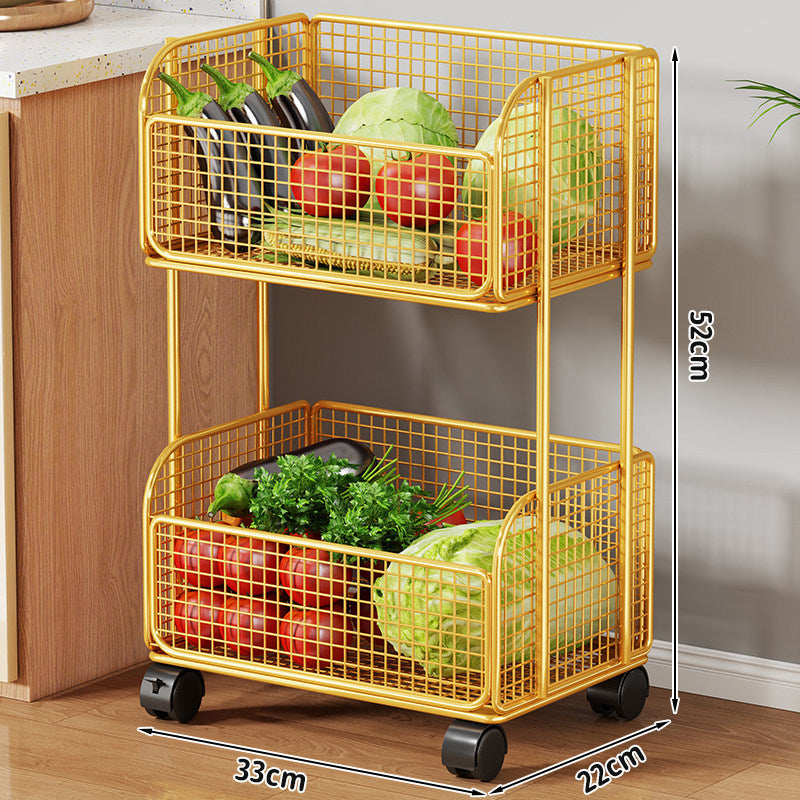 Two-Tier Metal Wire Kitchen Countertop Produce and Storage Rack with Removable Baskets