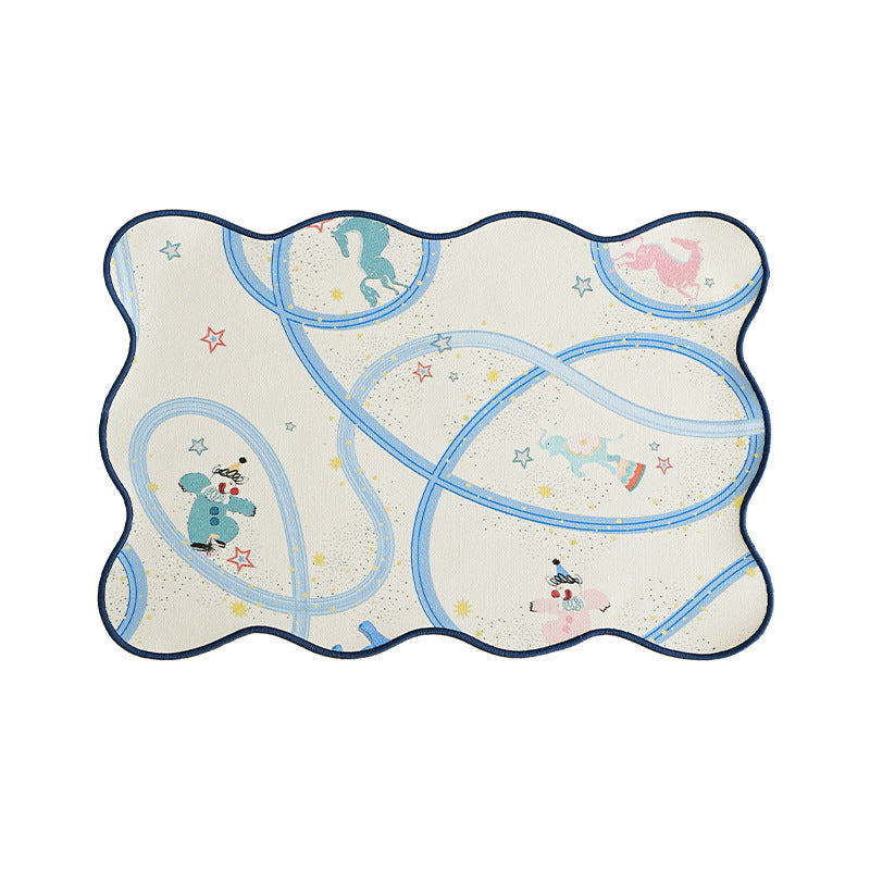 playful kids' placemat made of non-slip washable silicone with animal designs