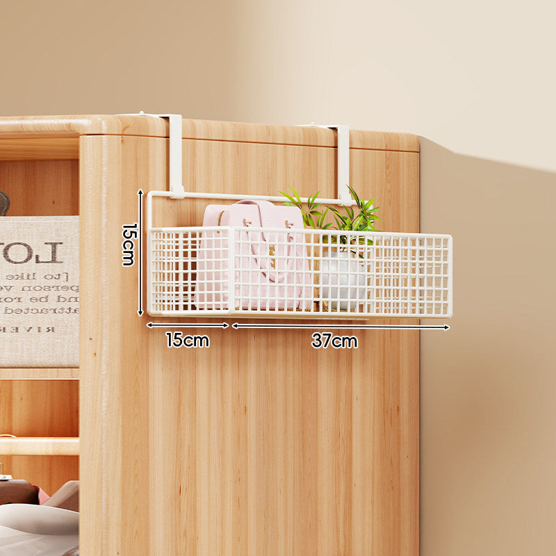 Over-the-Door Metal Grid Hanging Organizer with Four Stackable Baskets and Hooks