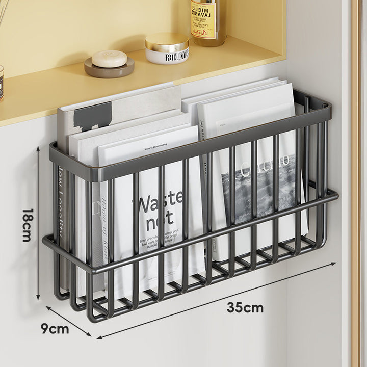 Slim Modular Wall-Mounted Rust-Resistant Metal Magazine and Document Basket