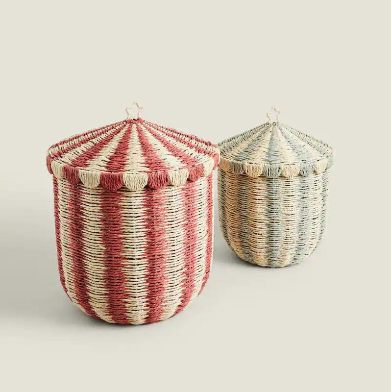 Handmade storage basket in playful design