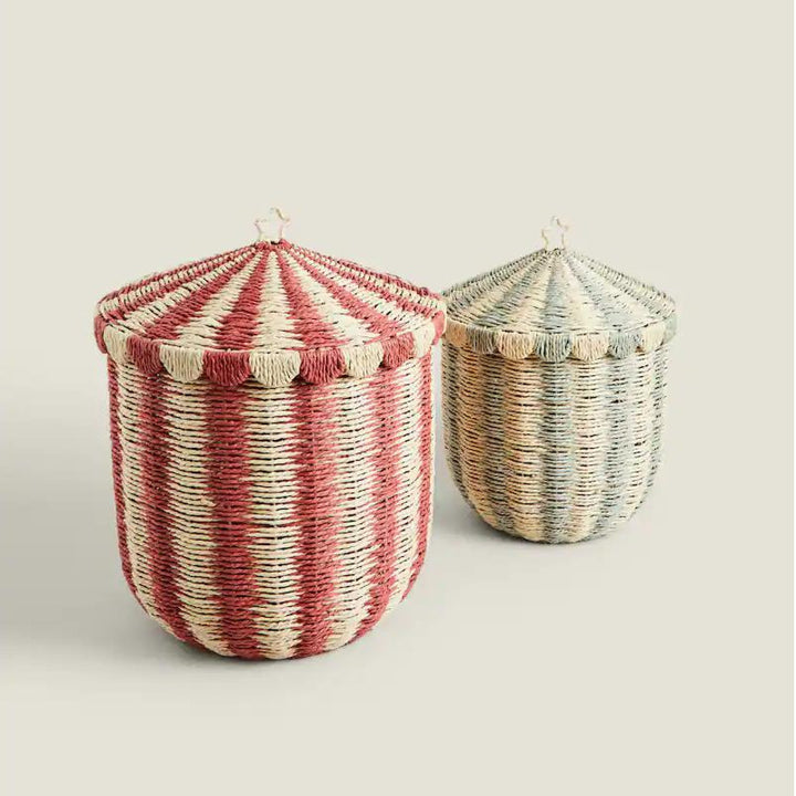 Handmade storage basket in playful design