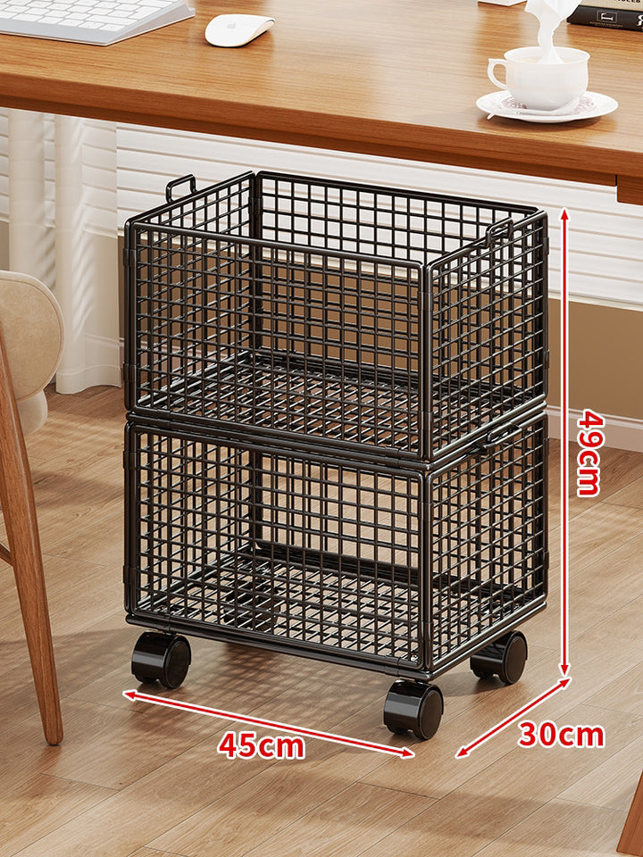 Rolling Wire Mesh Under-Desk Storage Cart with Swivel Casters