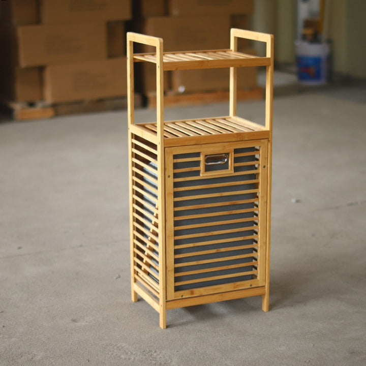 Laundry basket with bamboo frame and fabric insert
