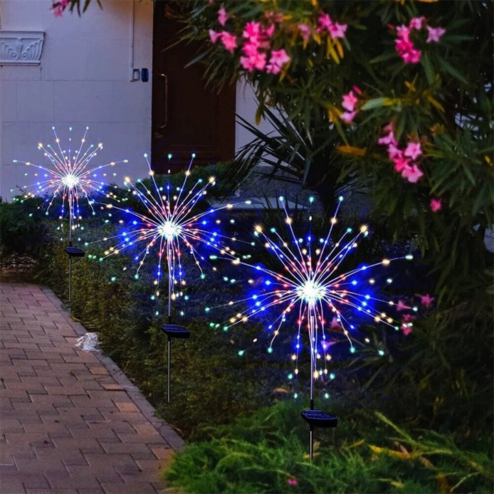 Outdoor Solar Firework Starburst LED Garden Stake Lights