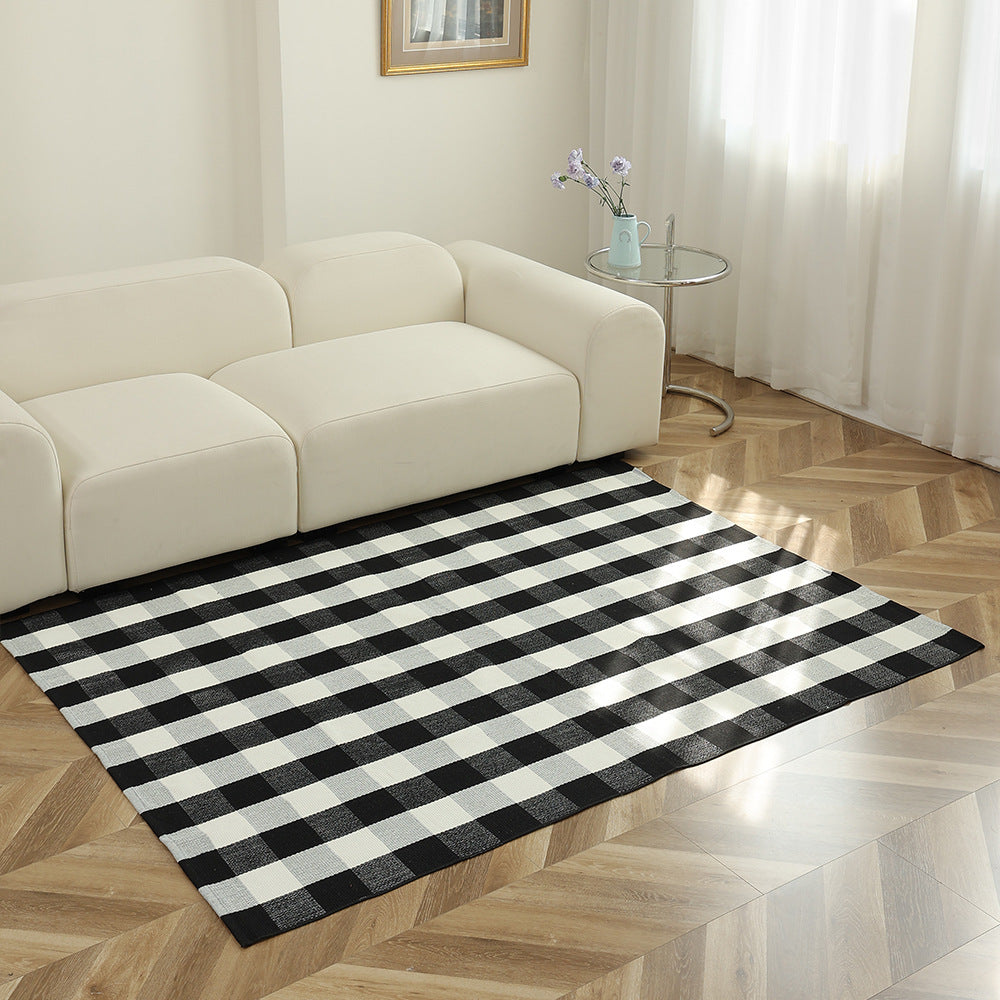 Striped flat woven carpet for living room with low pile and modern striped pattern