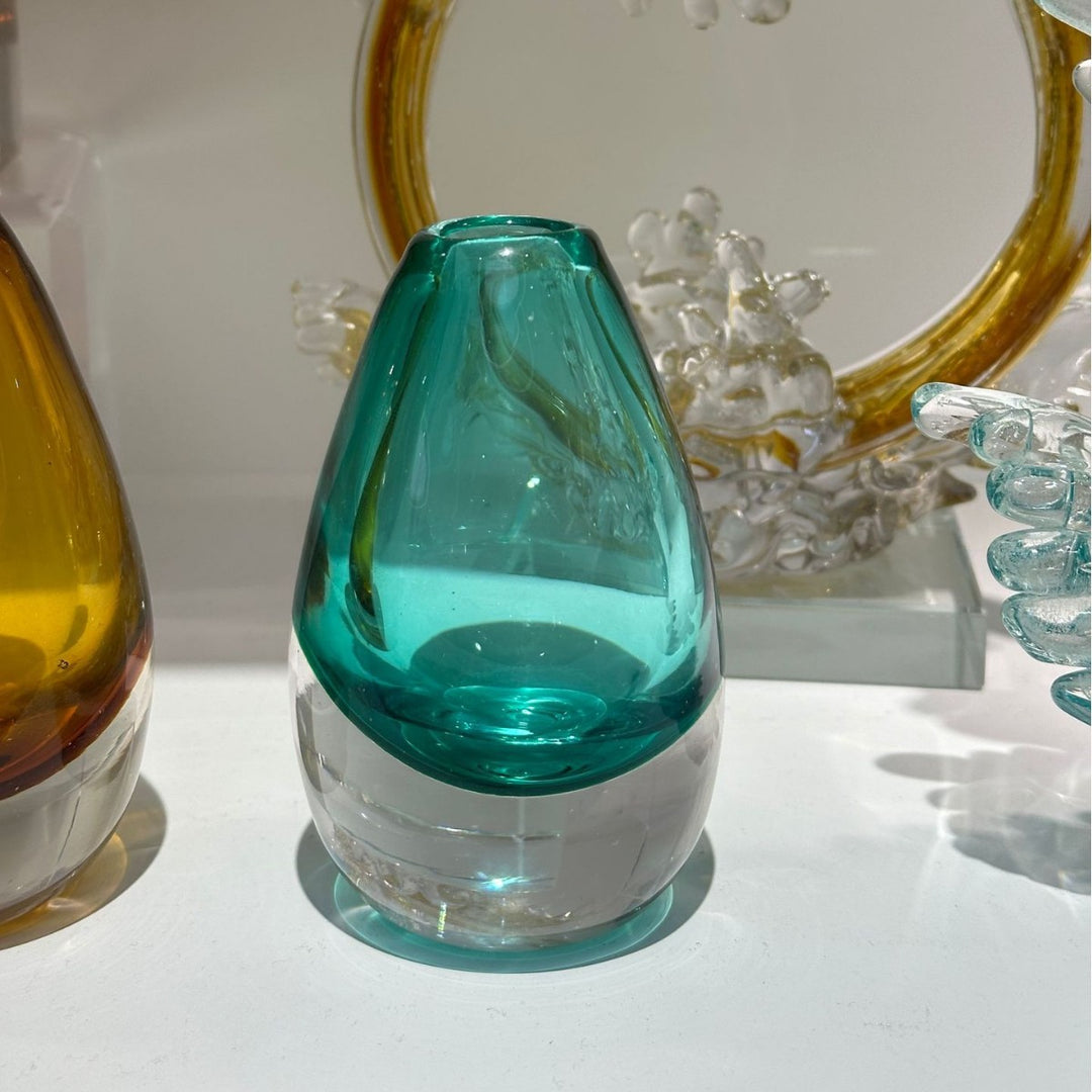 Hand-Blown Teardrop Weighted Glass Bud Vase