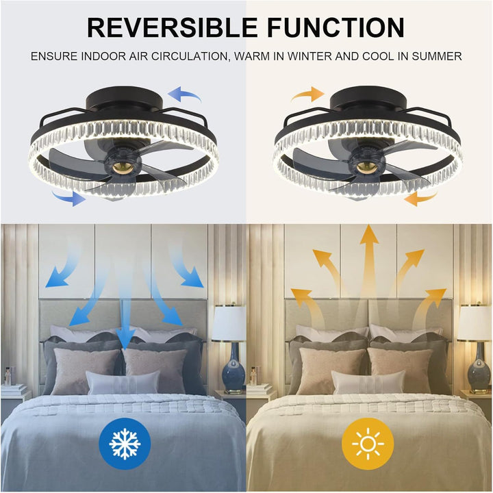 Modern Crystal Ring Ceiling Fan Light Fixture