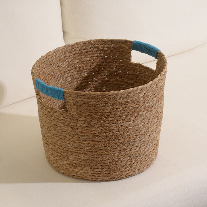 Stylish storage basket made of woven natural fibers