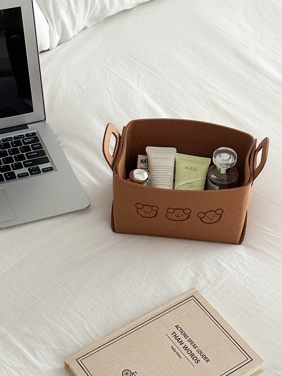 Felt Storage Baskets with Bear Design