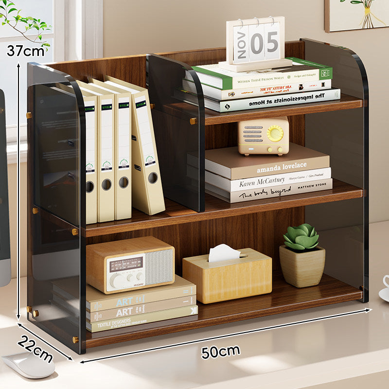 Curved-Acrylic Panel Dual-Compartment Desktop Book and Document Organizer
