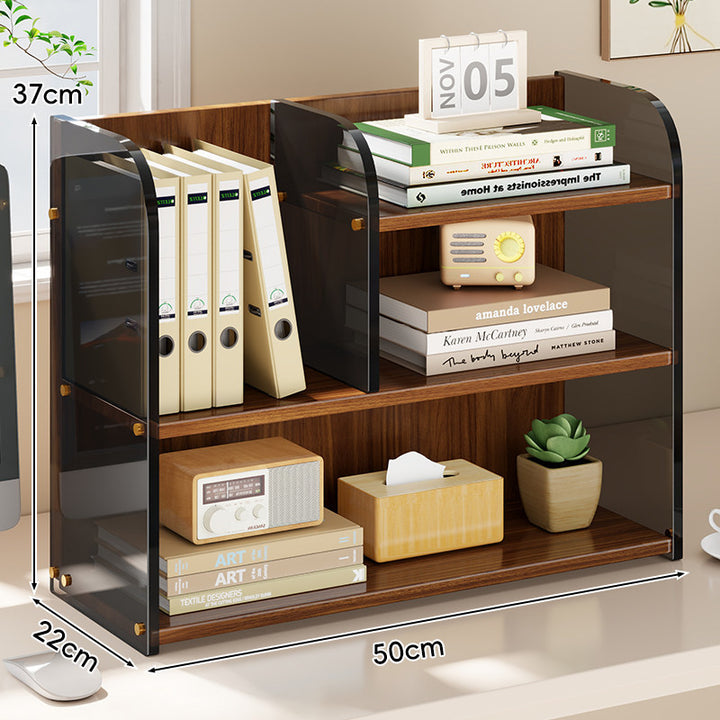 Curved-Acrylic Panel Dual-Compartment Desktop Book and Document Organizer