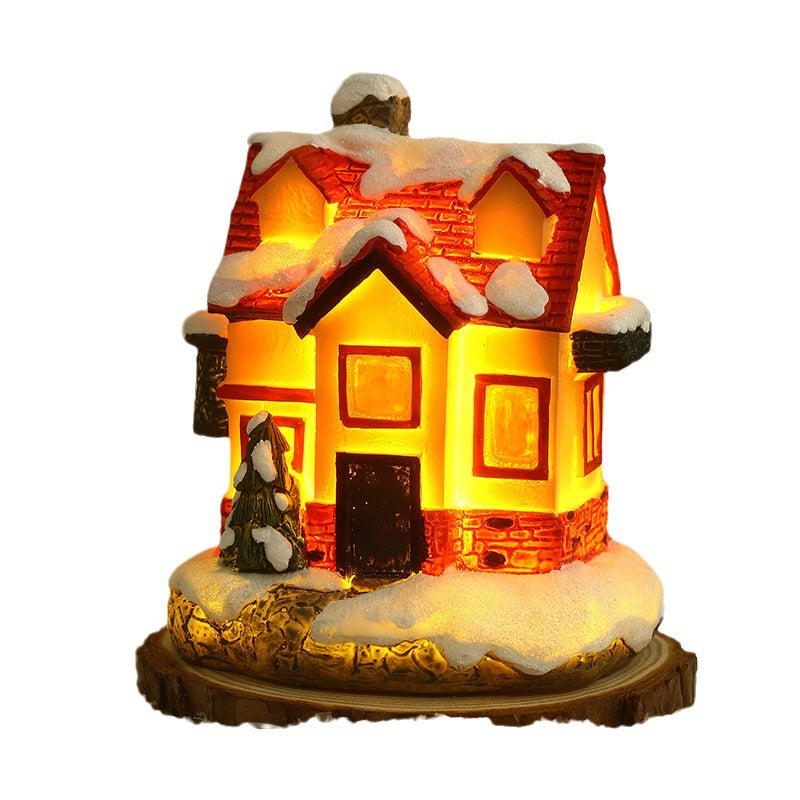 Illuminated Christmas village made of ceramic
