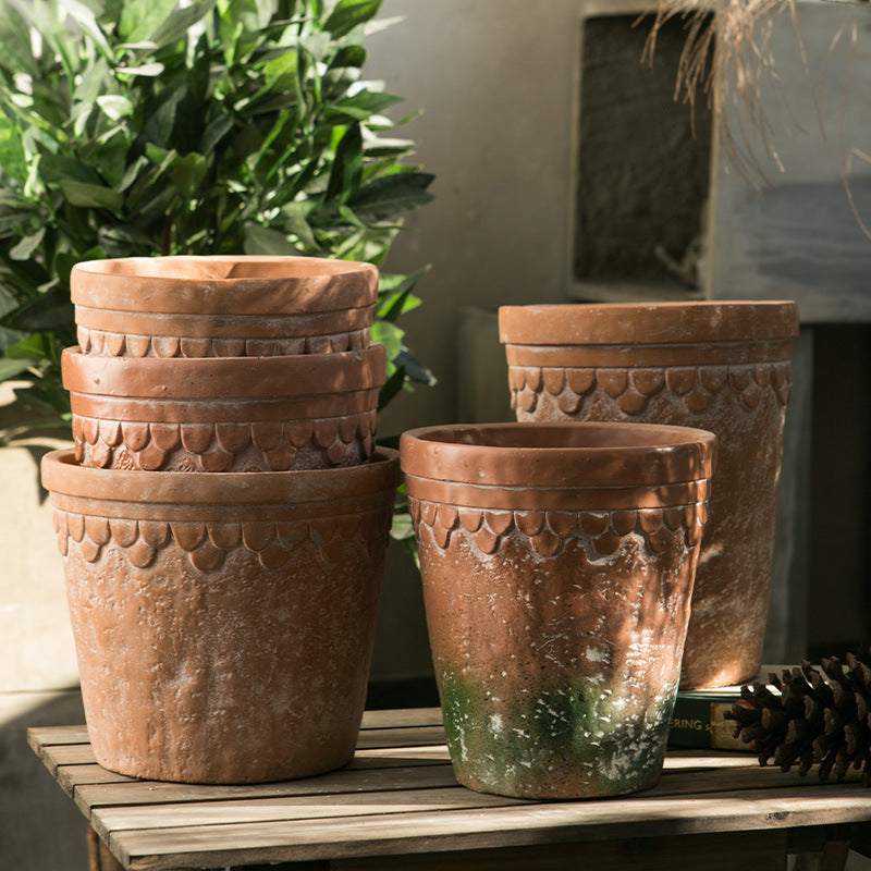 Rustic terracotta plant pot
