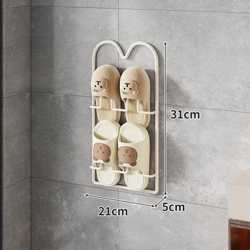Wall-Mounted Vertical Shower Slipper Rack Single-Pair Organizer