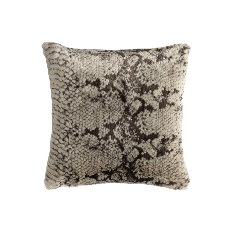 Square decorative cushion made of soft faux fur with inner cushion