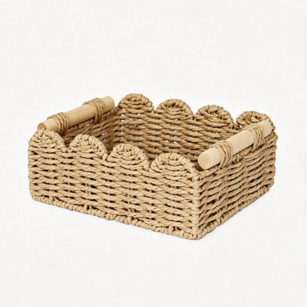 Decorative storage basket with wave edge