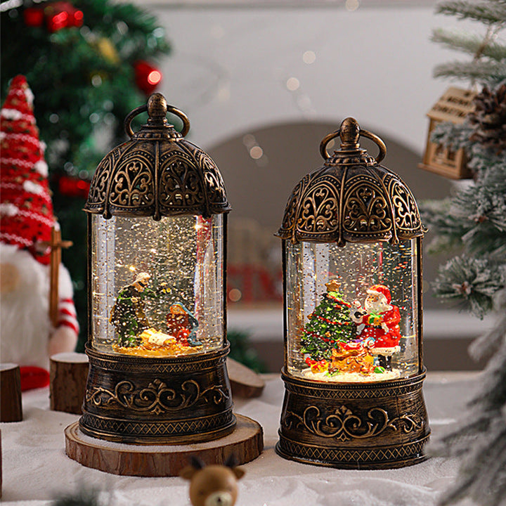 Elegant Christmas lantern with snow globe