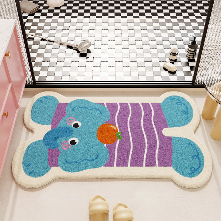 Cartoon Bear-Shaped Plush Bath Rug for Bathroom