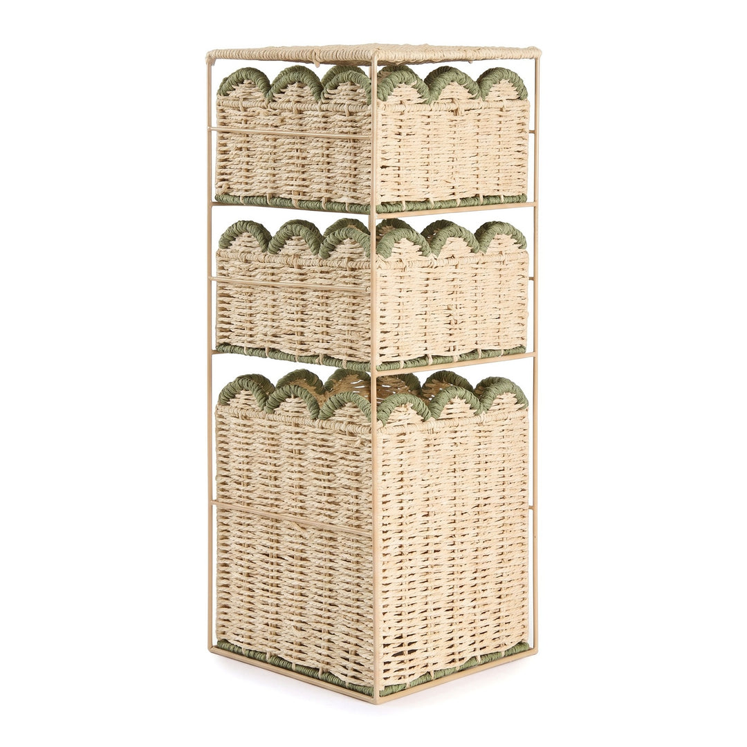 Stylish storage system with woven baskets