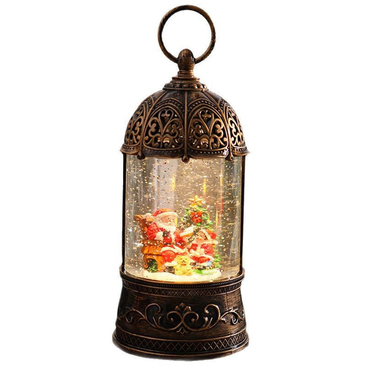 Elegant Christmas lantern with snow globe