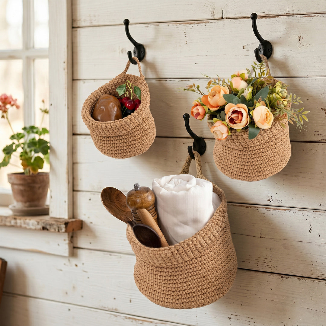 Decorative macrame storage basket