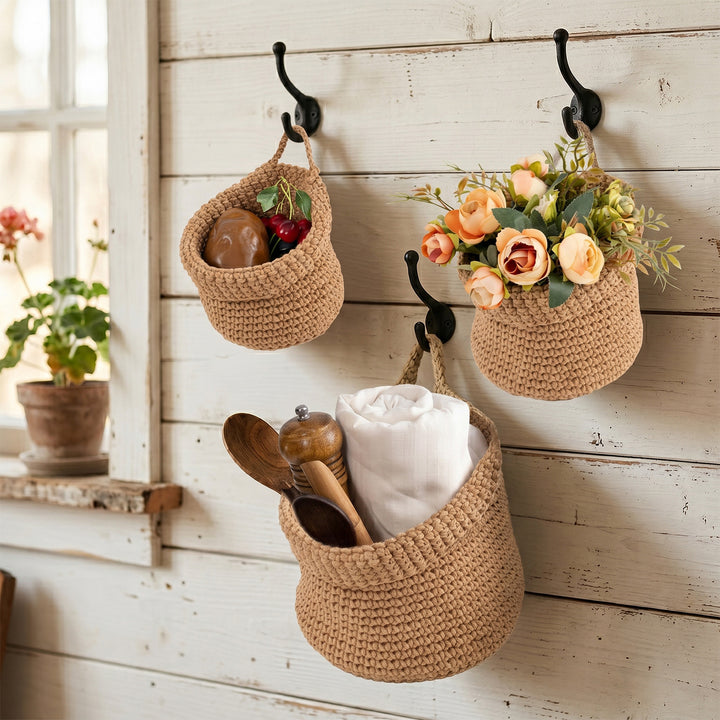 Decorative macrame storage basket