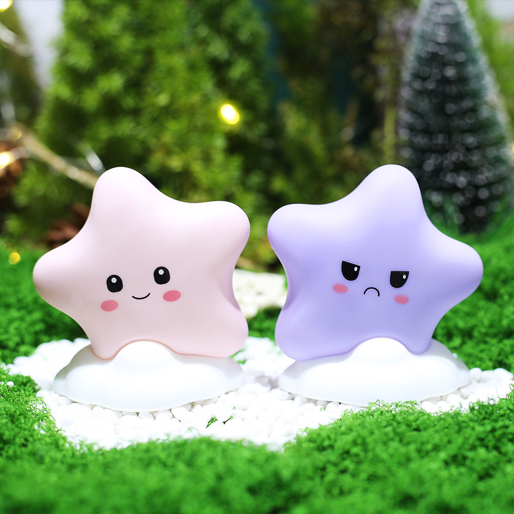 Star-shaped Silicone Touch Night Light with Cloud Base
