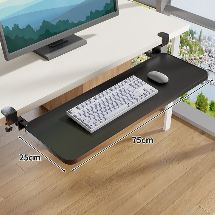 Clamp-Mounted Under-Desk Adjustable Bamboo Keyboard Tray