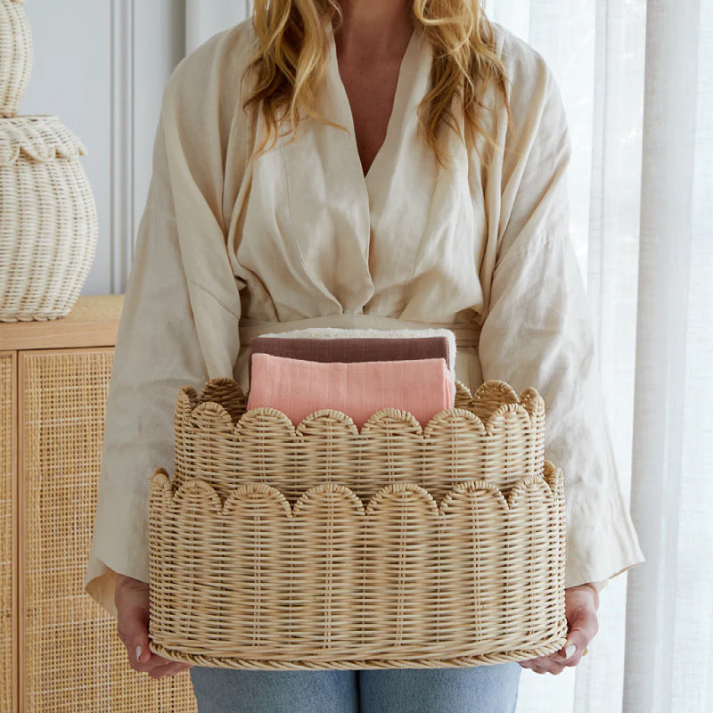 Handmade decorative basket with wavy edge