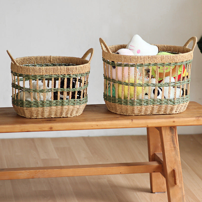 Handcrafted storage basket with natural material