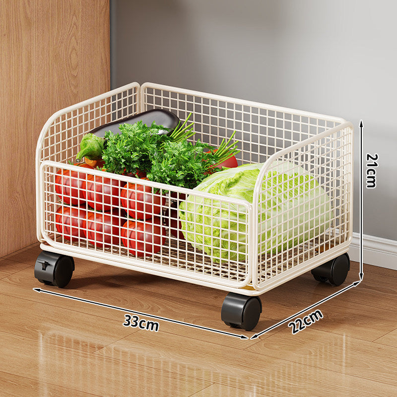 Two-Tier Metal Wire Kitchen Countertop Produce and Storage Rack with Removable Baskets