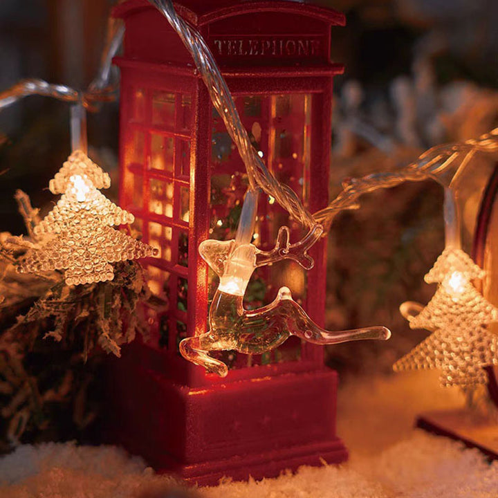 Christmas tree and snowflake LED lights string battery-operated acrylic ornament garland