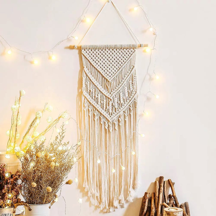 Macrame Wall Tapestry with Detailed Fringe Design