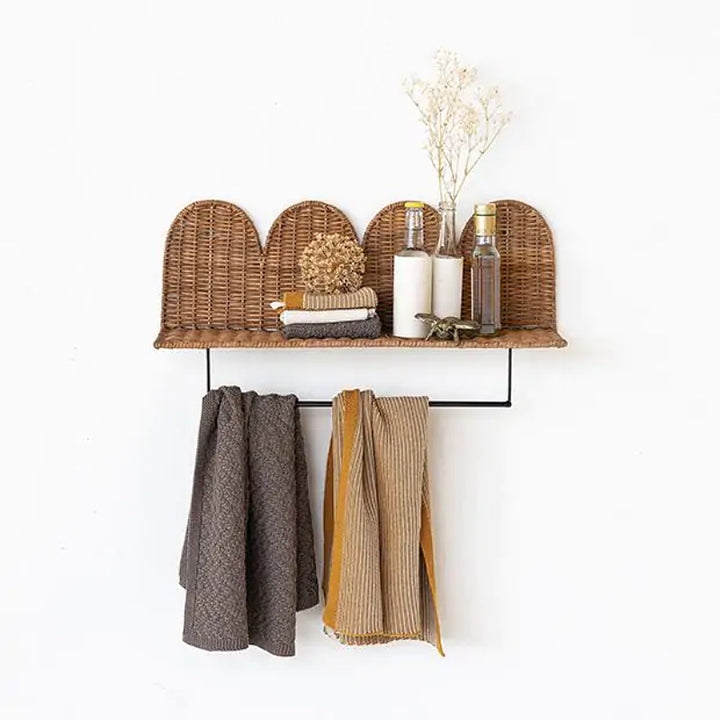 Wall shelf with woven design