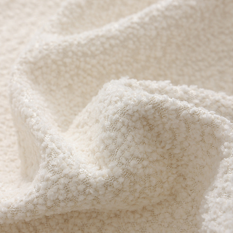 Rectangular Boucle Lumbar Pillow with Textured Teddy Surface