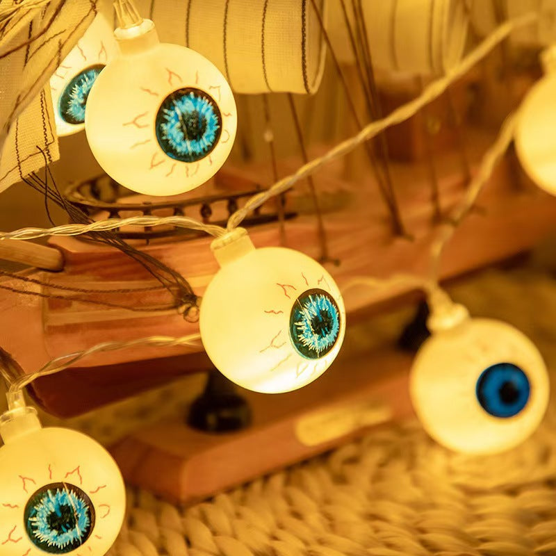 Spooky Thematic Glowing Eyeball Garland LED Ambient String Lights with Battery Controller