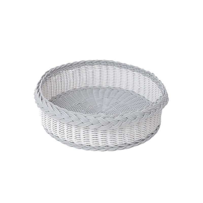 Handwoven storage basket with decorative edge