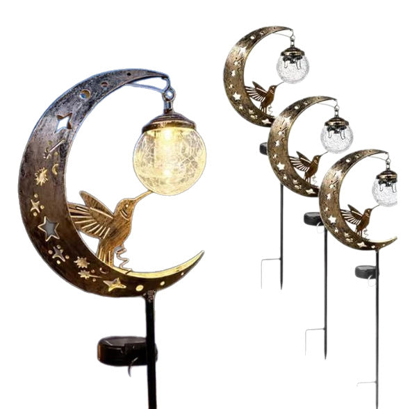 Halloween Half Moon Cat Solar Garden Lantern