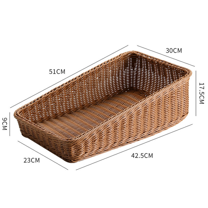 Handcrafted Rectangular Rattan Storage Basket
