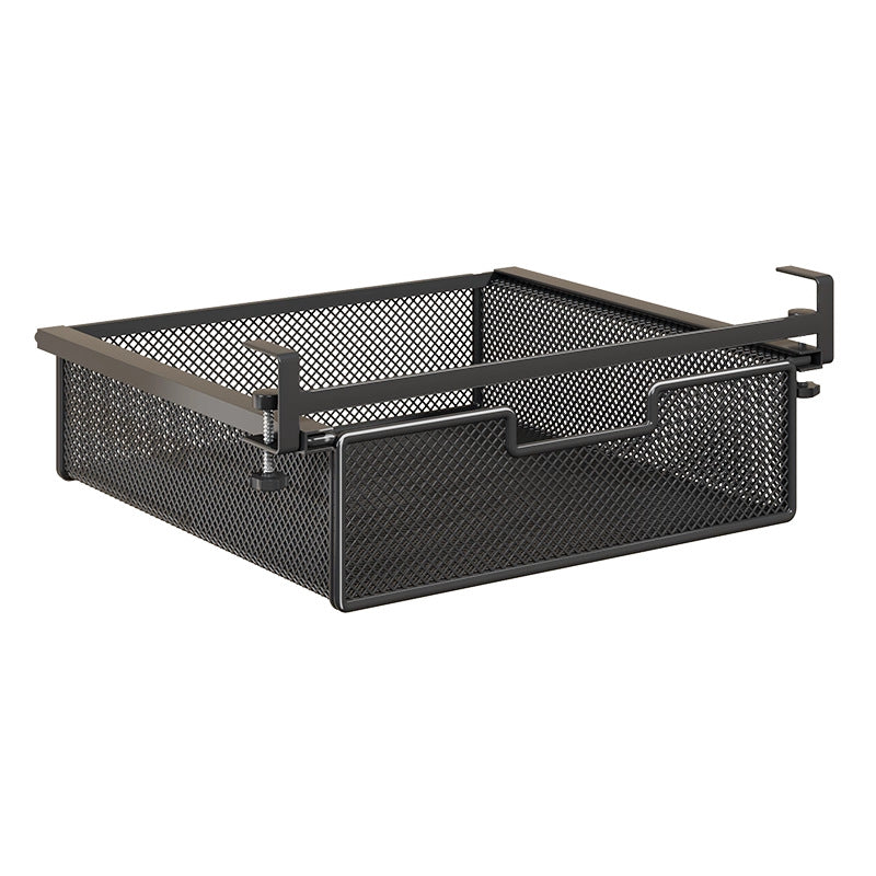 Under-Shelf Slide-Out Metal Mesh Pull-Out Storage Drawer with Adjustable Clamp