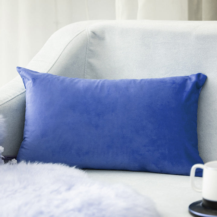 Plush Velvet Lumbar Pillow Cover with Hidden Zipper and Removable Insert Support