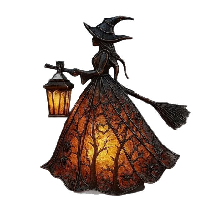 Halloween Witch Lantern Sculpture Table Lamp