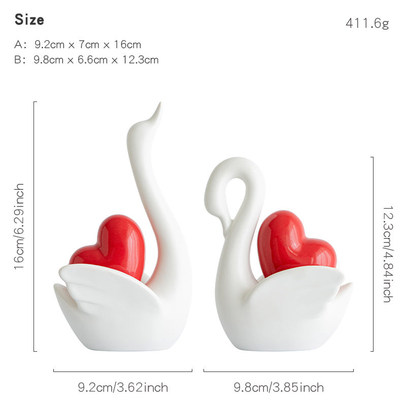 Elegant and romantic swans decorative figure