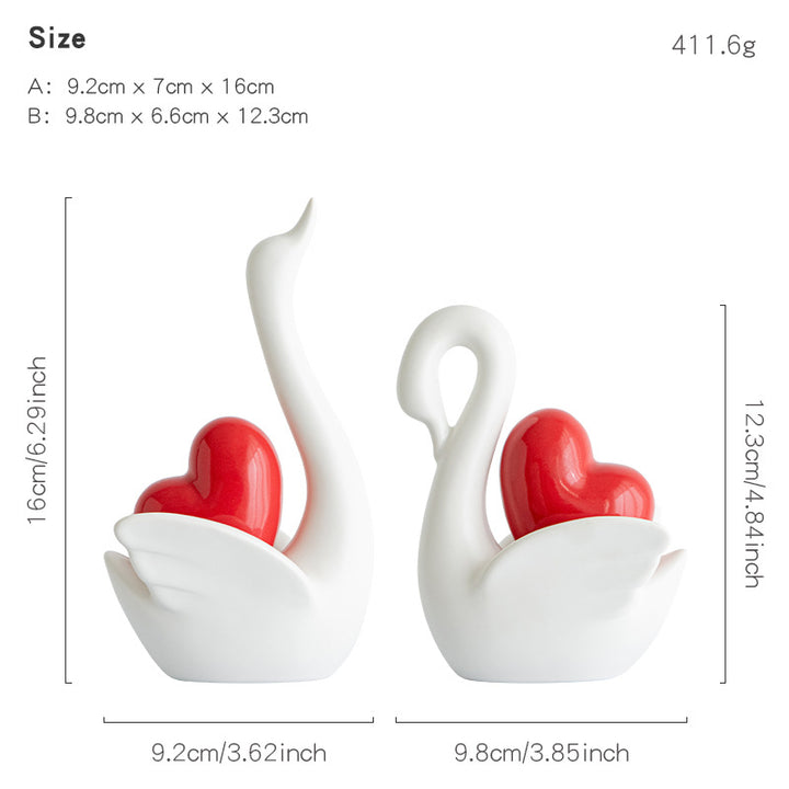 Elegant and romantic swans decorative figure