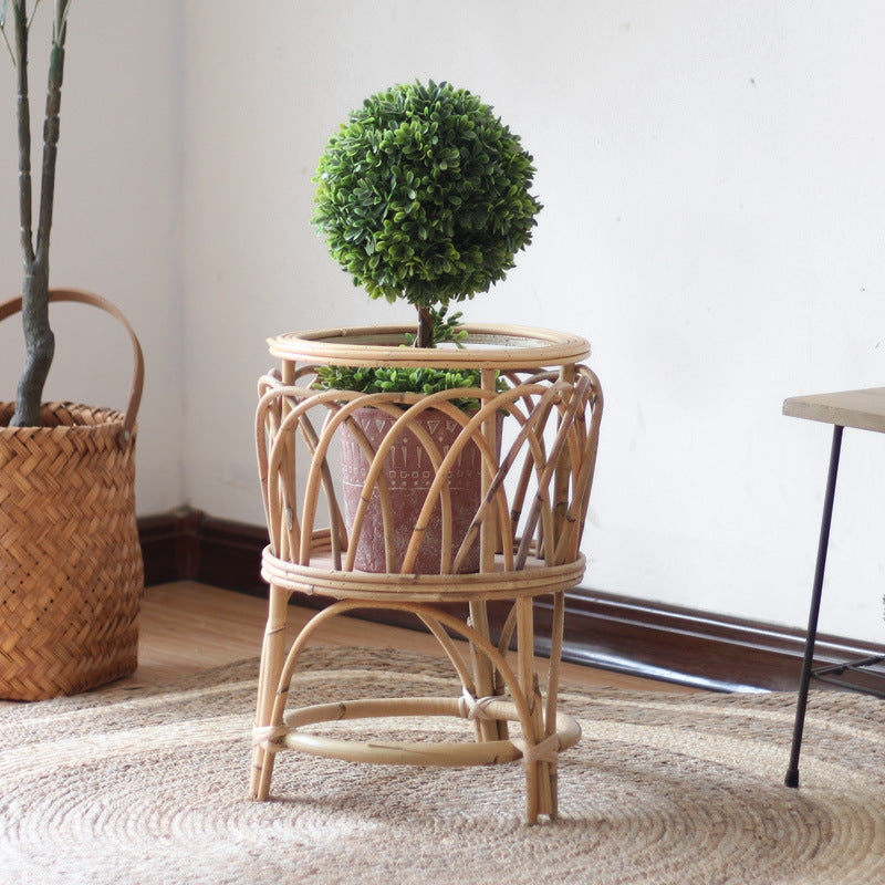 Rattan plant stand with modern design