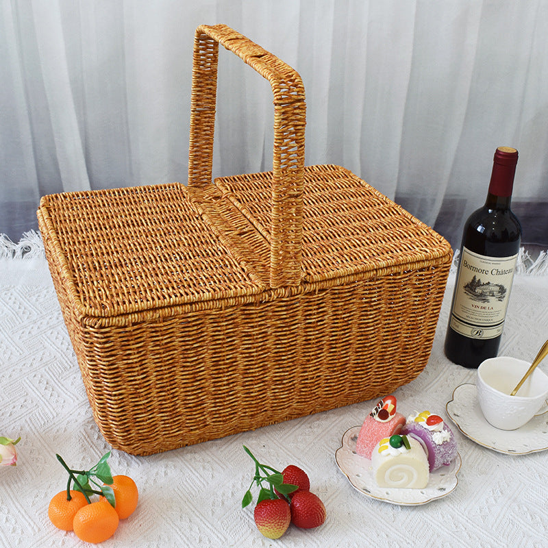 Handcrafted Natural Wicker Picnic Basket
